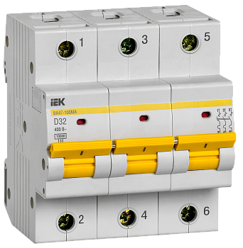Автоматический выключатель ВА47-100МА без теплового расцепителя 3P 32А 10кА х-ка D IEK в Находке