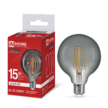 Лампа светодиодная LED-GL125-deco smoky 15Вт 230В E27 4000К 1200Лм дымчатая IN HOME в Находке
