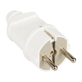 Вилка прямая с заземлением белая 16А 250В EKF PROxima в Находке