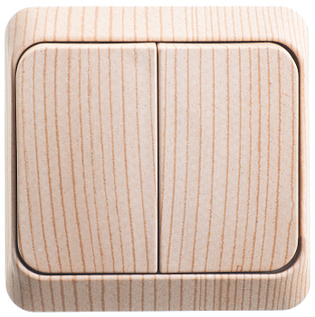 Выключатель двухклавишный ЭТЮД SE накладной сосна в Находке