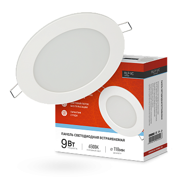 Панель светодиодная встраиваемая круглая RLP-VC 965WH 9Вт 230В 6500К 630Лм 118мм белая IP40 IN HOME в Находке