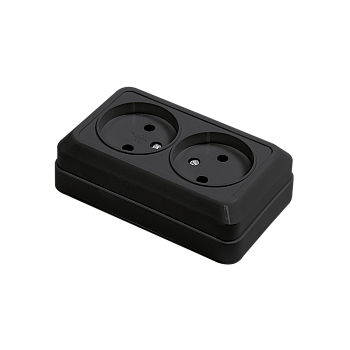 Розетка двойная BOLLETO черная накладная 7102B IN HOME в Находке