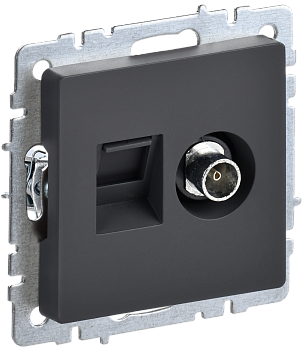 Розетка двойная телевизионная+RJ45 кат.5E BRITE IEK графит в Находке