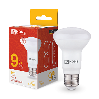 Лампа светодиодная LED-R63-VC 9Вт 230В Е27 3000К 810Лм IN HOME в Находке