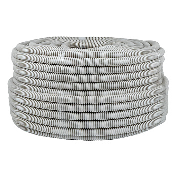 Труба гофрированная ПВХ с протяжкой d=20 мм (100 м) серая Plast EKF в Находке