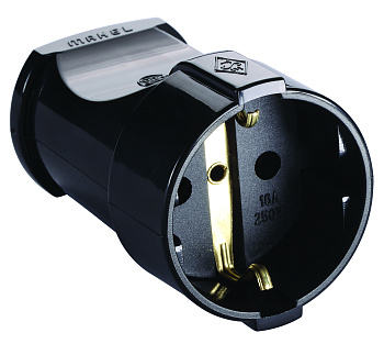 Штепсель MAKEL с заземлением черный в Находке