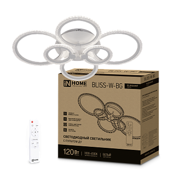 Светильник светодиодный ELEGANT BLISS-W-BG 120Вт 230В 3000-6500K 8400Лм 780х550х130мм пульт ДУ белый IN HOME в Находке