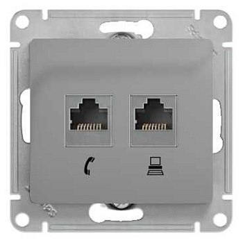 Розетка двойная компьютерная RJ45+RJ45 Glossa SE алюминий в Находке