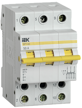 Выключатель-разъединитель трехпозиционный ВРТ-63 3P 50А IEK в Находке