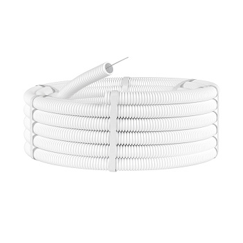 Труба гофрированная ПЛЛ d=25 мм (50 м) безгалогеновая с зондом белая DKC в Находке