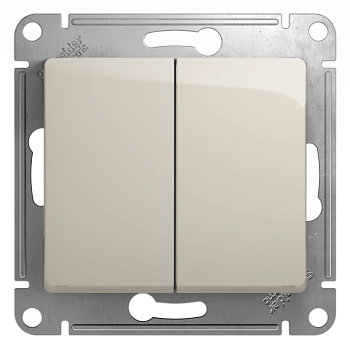 Выключатель двухклавишный Glossa SE молочный в Находке