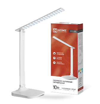 Светильник настольный светодиодный SIMPLE ССО-02Б 10Вт 625Лм сенсор, адаптер БЕЛЫЙ IN HOME в Находке