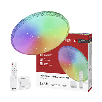 Светильник светодиодный COMFORT MYSTERY-RGB 125Вт 230В 3000-6500K 10000Лм 500x80мм с пультом ДУ IN HOME в Находке