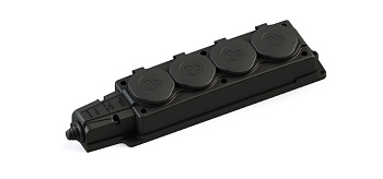 Розетка (Каучук) 4 места 2К+3 MultiSet IP44 черная в Находке