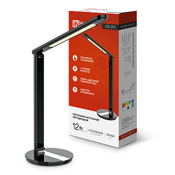 Светильник настольный светодиодный SIMPLE ССО-07Ч 12Вт 600Лм сенсор, адаптер ЧЕРНЫЙ IN HOME в Находке