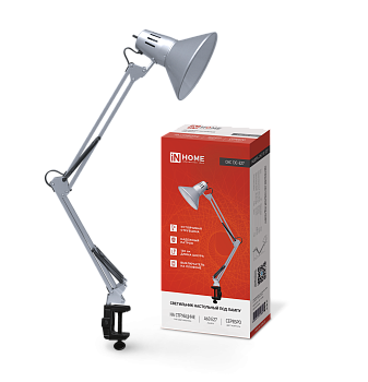 Светильник настольный под лампу на струбцине СНС 13С-E27 230В СЕРЕБРО IN HOME в Находке