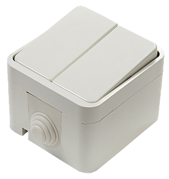 Выключатель двухклавишный AQUA белый полугерметичный 3200 IN HOME в Находке