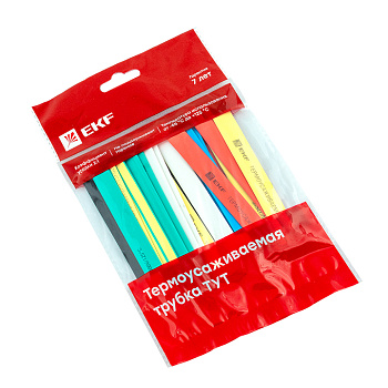 Термоусаживаемая трубка ТУТ нг 10/5 набор 7 цвет по 3 шт 100 мм EKF PROxima в Находке