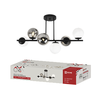 Люстра под лампу AURORA LUNA-6G9WHSM-BL 6xG9 матовые и дымчатые плафоны, черный корпус IN HOME в Находке