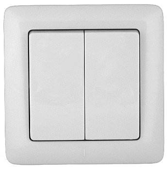 Выключатель двухклавишный ХИТ SE белый в Находке