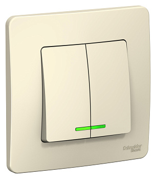 Выключатель двухклавишный BLANCA SE с подсветкой молочный в Находке