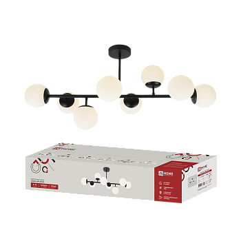Люстра под лампу AURORA LUNA-8G9-BL 8xG9 матовые плафоны, черный корпус IN HOME в Находке