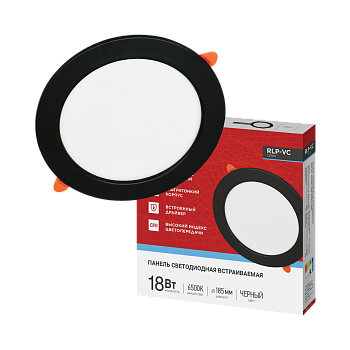 Панель светодиодная встраиваемая круглая RLP-VC 1865BL 18Вт 230В 6500К 1440Лм 185мм черная IP40 IN HOME в Находке