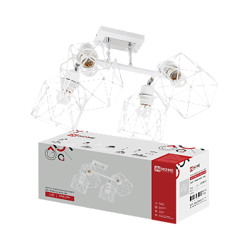 Люстра поворотная под лампу LOFT ATIKO-СLА-4E27L-WH 4хЕ27 белый, хром IN HOME в Находке