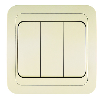 Выключатель трехклавишный МИМОЗА MAKEL крем в Находке