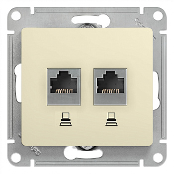 Розетка двойная компьютерная RJ45+RJ45 Glossa SE молочная в Находке