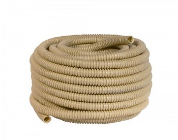 Труба гофрированная ПВХ с протяжкой d=20 мм (25 м) светлое дерево Plast EKF в Находке