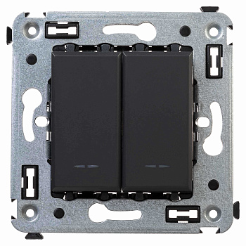 Переключатель двухклавишный в стену, Avanti "Черный матовый" DKC в Находке
