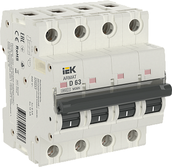 Автоматический выключательM06N 4P 63А 6кА х-ка D ARMAT IEK в Находке