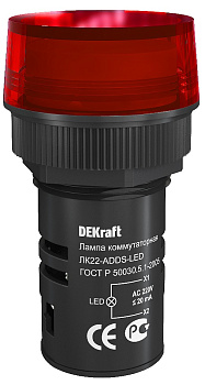 Лампа сигнальная ADDS D22 КРАСНЫЙ LED 220В ЛK-22 DEKraft в Находке