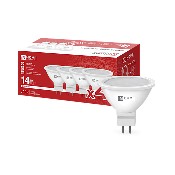 Лампа светодиодная LED-JCDR-VC 4PACK 14Вт 230В GU5.3 4000К 1260Лм (4шт./упак) IN HOME в Находке