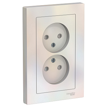 Розетка двойная AtlasDesign SE со шторкамиx жемчуг сборе в Находке