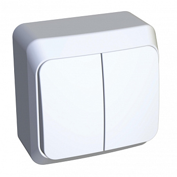 Выключатель двухклавишный ЭТЮД SE накладной белый в Находке