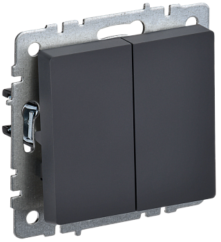 Выключатель двухклавишный 10А BRITE IEK графит в Находке