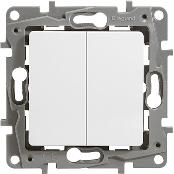 Выключатель двухклавишный ETIKA Legrand белый в Находке