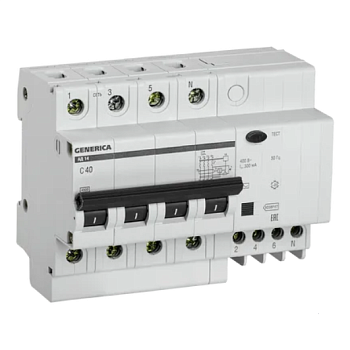 Диф.автомат АД14 4Р 40А 300мА GENERICA IEK в Находке