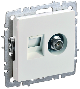 Розетка двойная телевизионная+RJ45 кат.5E BRITE IEK жемчуг в Находке