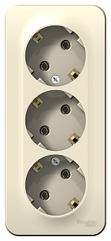 Розетка тройная BLANCA SE накладная с заземлением с изоляционной пластиной молочная в Находке