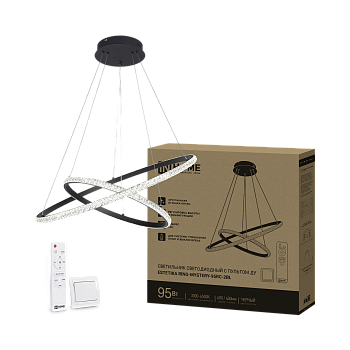 Светильник светодиодный ESTETIKA RING-MYSTERY-95RC-2BL 95Вт 3000-6500K 600/400 1.2м трос пульт ДУ черный IN HOME в Находке