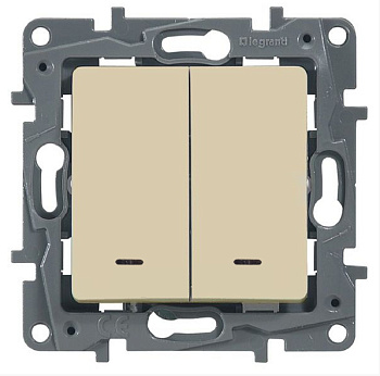Выключатель двухклавишный ETIKA Legrand с подсветкой крем в Находке