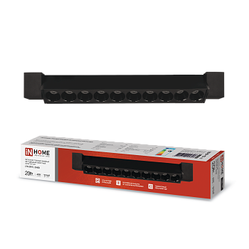 Светильник трековый линейный светодиодный поворотный LTR-02R-TL 2040B 20Вт 4000К 345мм 24 градуса черный серии TOP-LINE IN HOME в Находке