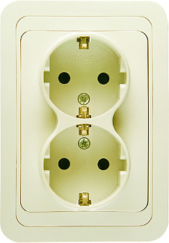 Розетка двойная МИМОЗА MAKEL с заземлением крем в Находке