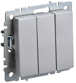 Выключатель трехклавишный 10А BRITE IEK алюминий в Находке