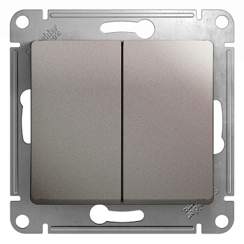Выключатель двухклавишный Glossa SE платина в Находке