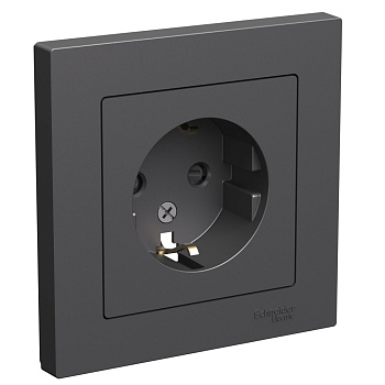 Розетка одинарная AtlasDesign SE с з/к со шторками базальт в сборе в Находке