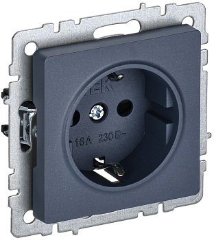 Розетка одинарная с з/к со шторками 16А BRITE IEK маренго в Находке